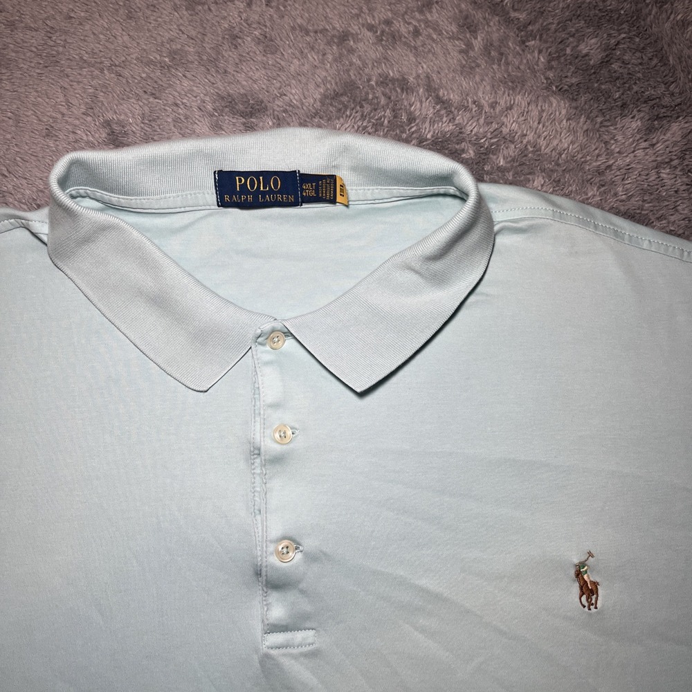 Polo Ralph Lauren Light Blue Men's Short Sleeve SZ 4XLT Flesh Pony Preppy Shirt